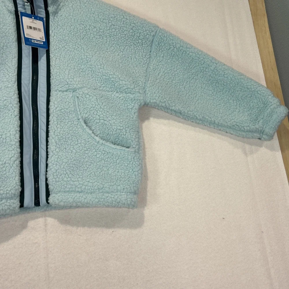 DSG Girls Small 8-9 Cozy Fleece Full Zip Sherpa Jacket Shoreside Blue Teal NEW